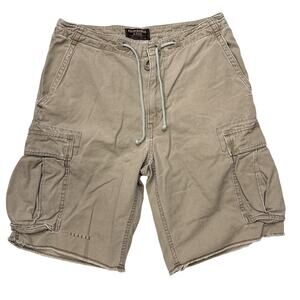 Abercrombie Fitch Cargo Shorts Mens Sz 30 Brown Cavas Distressed Raw Hem *READ*